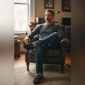 1901 Dark Navy Blue Loafers for Men